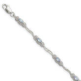 Stering Silver Rhodium-plated Polished Tanzanite 7.5 inch Bracelet